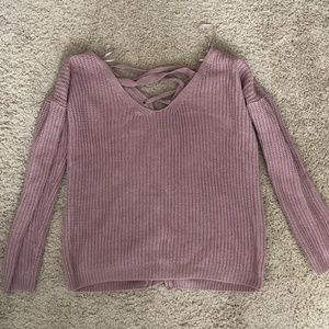 Light Purple Lace Up Sweater